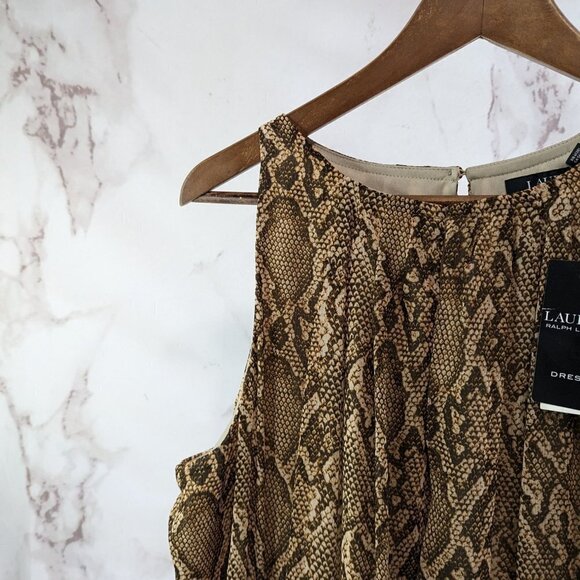 Lauren Ralph Lauren Dress Women 16 XL Brown Snake Skin Python Print Tank - Picture 3 of 15